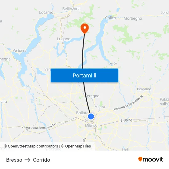 Bresso to Corrido map