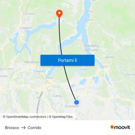 Briosco to Corrido map