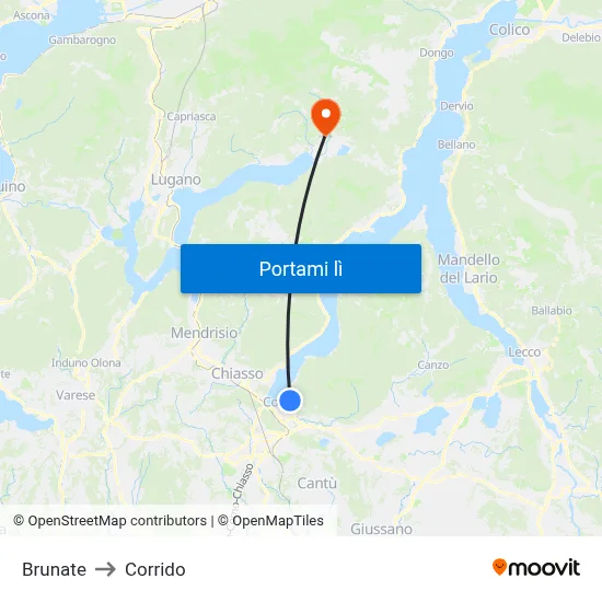 Brunate to Corrido map