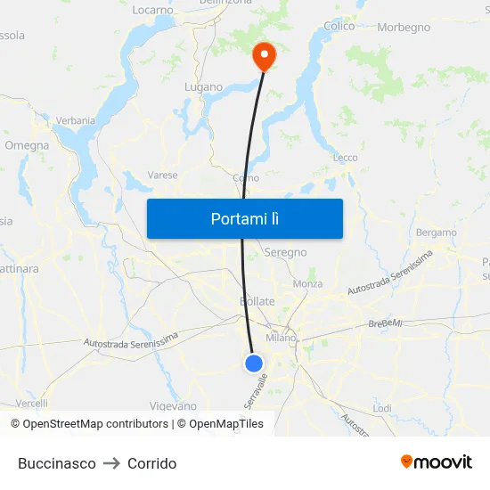 Buccinasco to Corrido map
