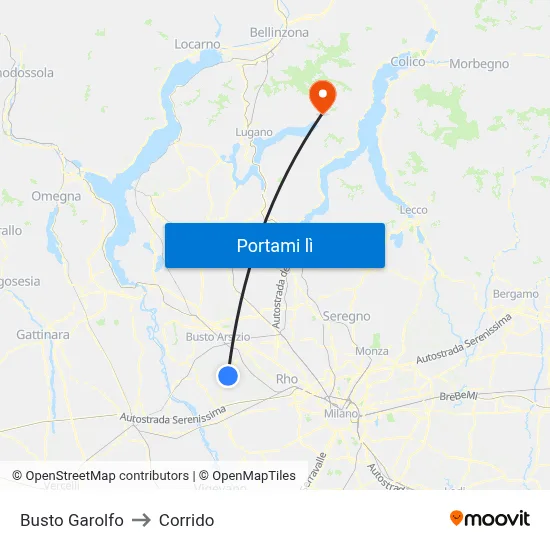 Busto Garolfo to Corrido map