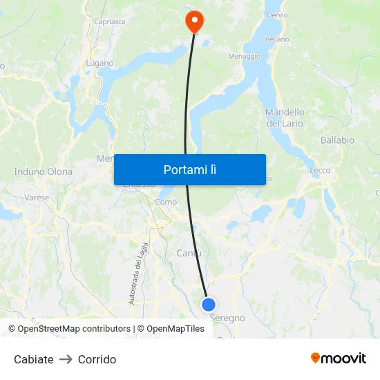 Cabiate to Corrido map