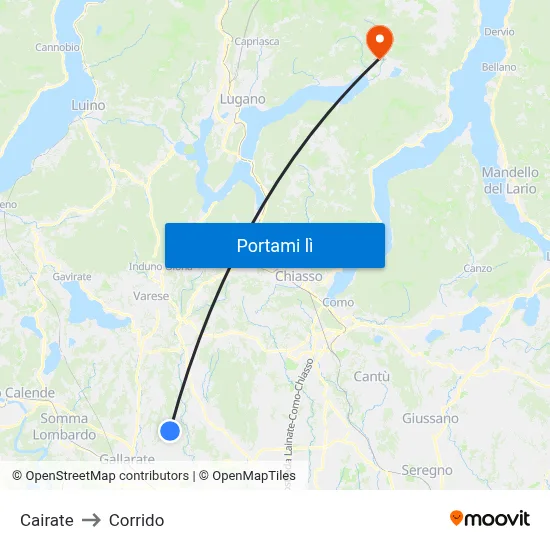 Cairate to Corrido map