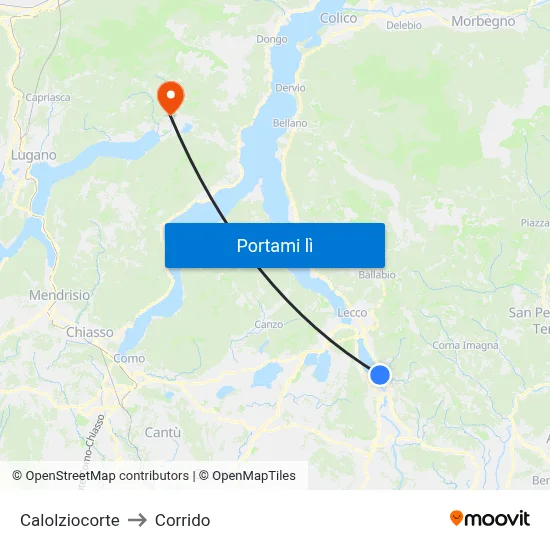 Calolziocorte to Corrido map
