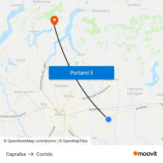 Capralba to Corrido map