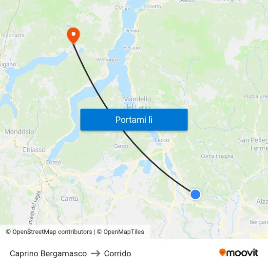 Caprino Bergamasco to Corrido map