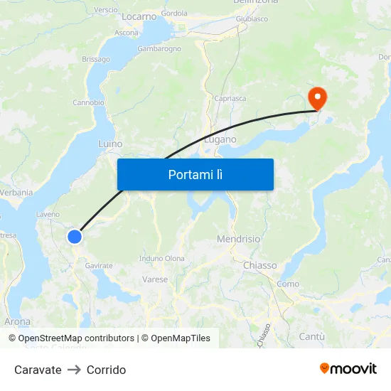 Caravate to Corrido map