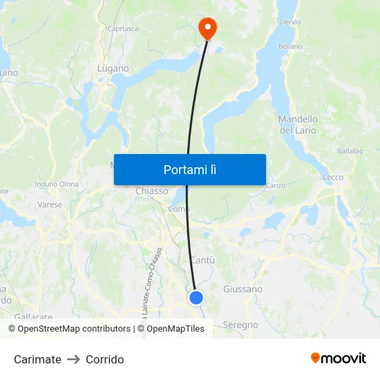 Carimate to Corrido map