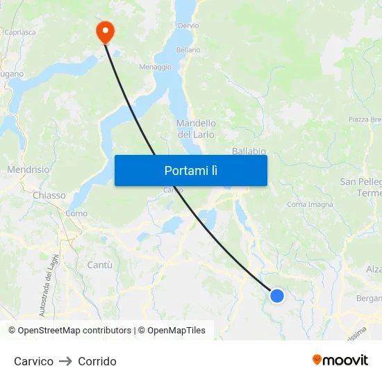 Carvico to Corrido map