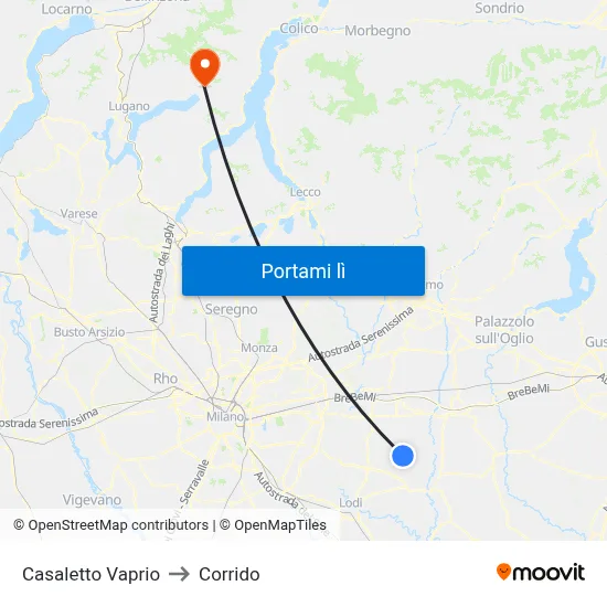 Casaletto Vaprio to Corrido map