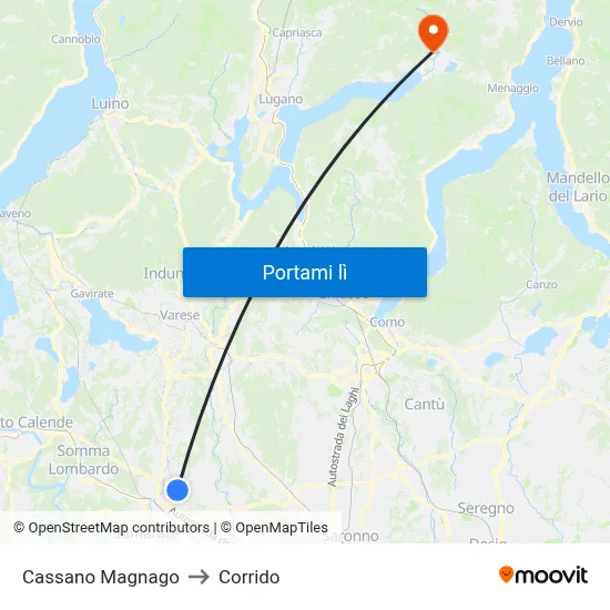 Cassano Magnago to Corrido map