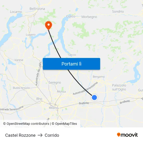 Castel Rozzone to Corrido map