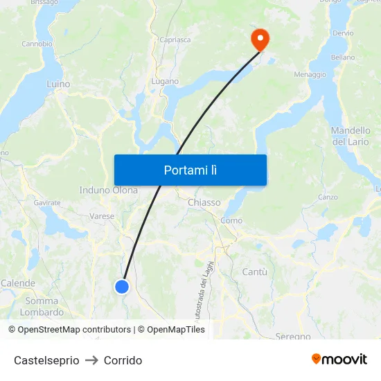 Castelseprio to Corrido map