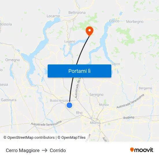 Cerro Maggiore to Corrido map