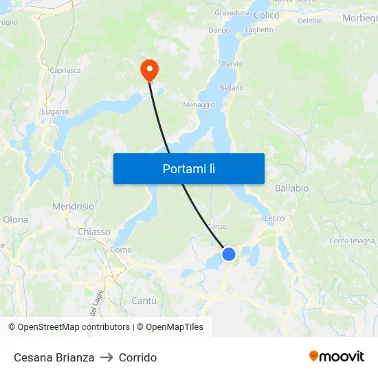 Cesana Brianza to Corrido map