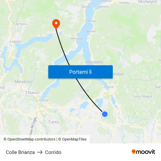 Colle Brianza to Corrido map