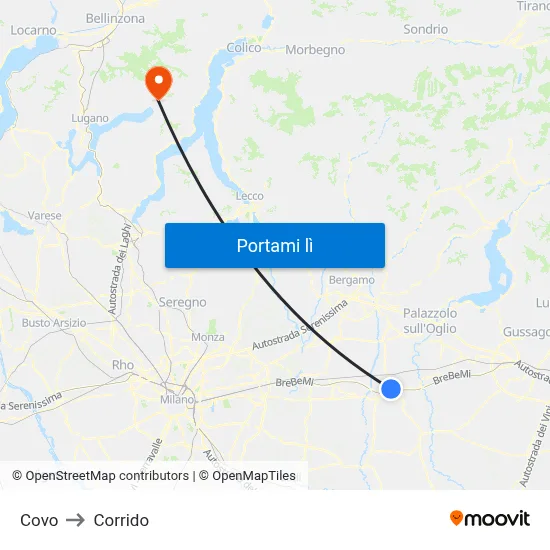 Covo to Corrido map