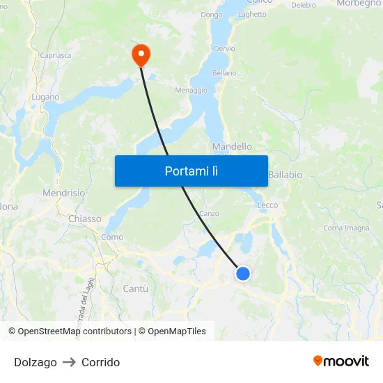 Dolzago to Corrido map