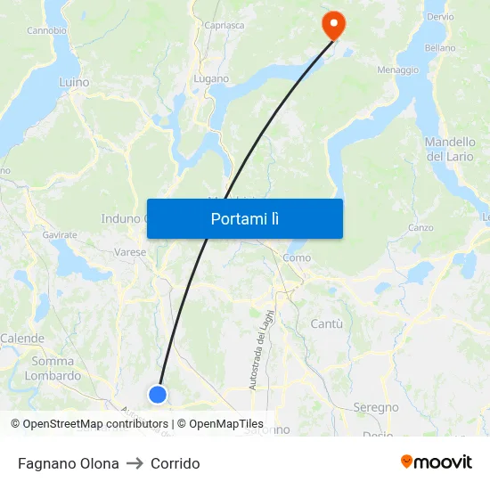 Fagnano Olona to Corrido map