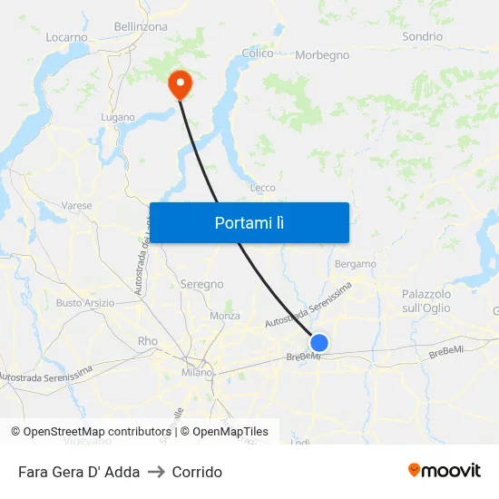 Fara Gera D' Adda to Corrido map