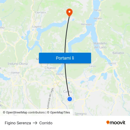 Figino Serenza to Corrido map