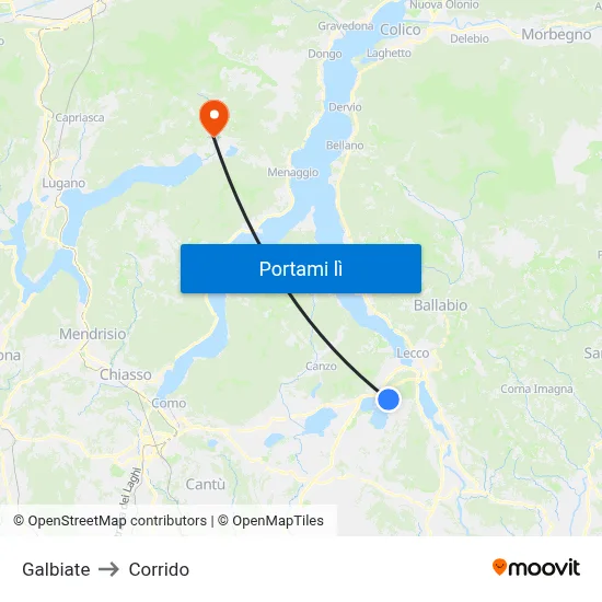 Galbiate to Corrido map