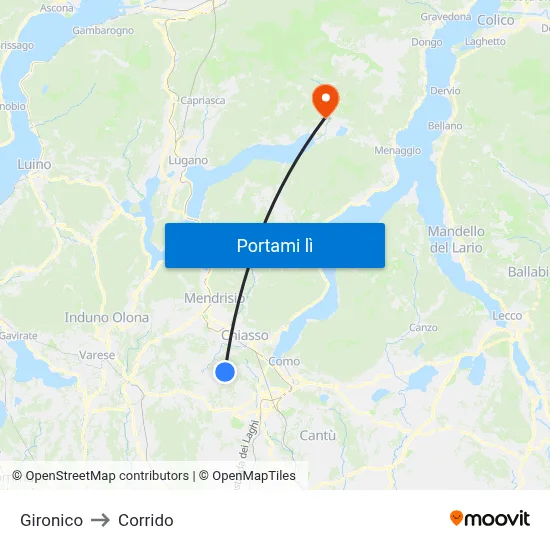 Gironico to Corrido map