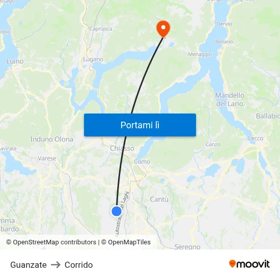 Guanzate to Corrido map