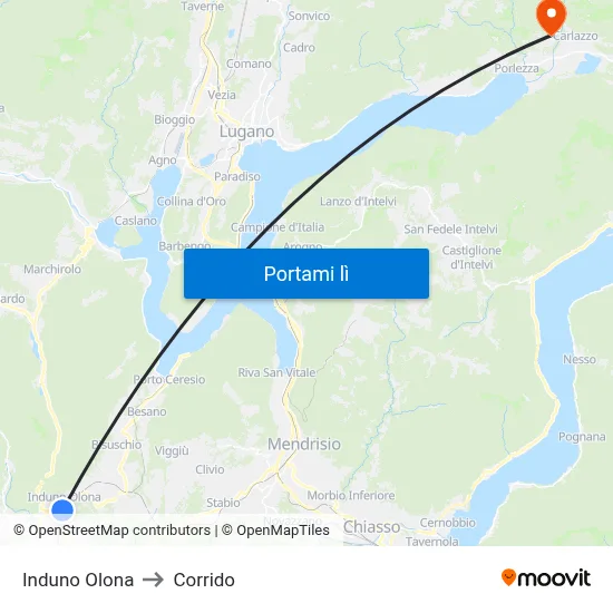 Induno Olona to Corrido map