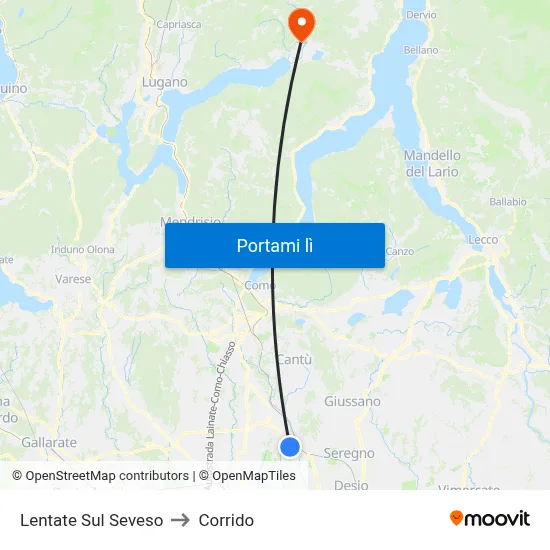 Lentate Sul Seveso to Corrido map