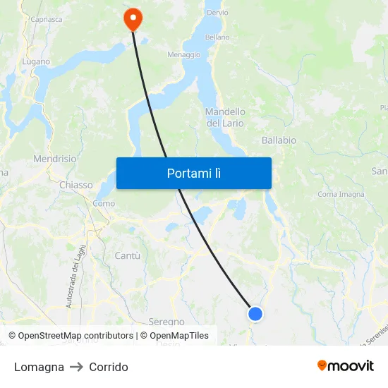 Lomagna to Corrido map