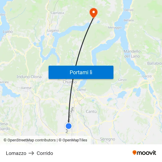 Lomazzo to Corrido map