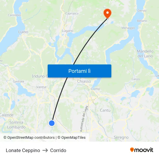 Lonate Ceppino to Corrido map
