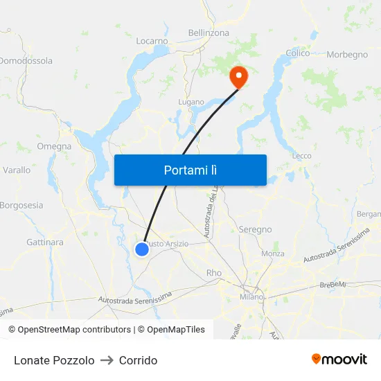 Lonate Pozzolo to Corrido map
