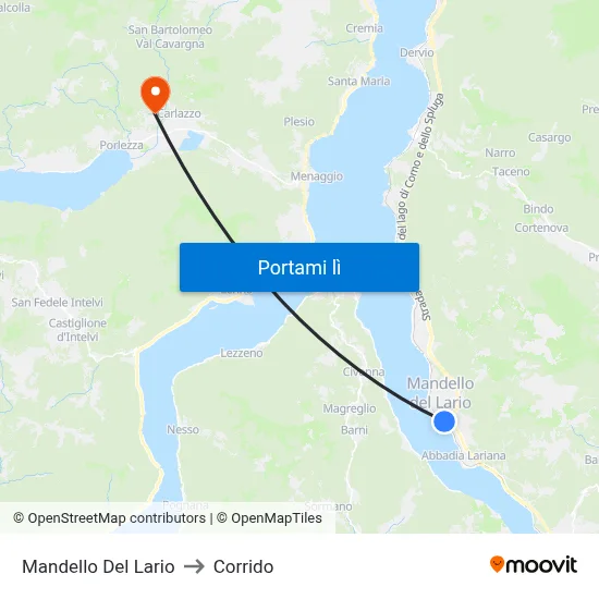 Mandello Del Lario to Corrido map