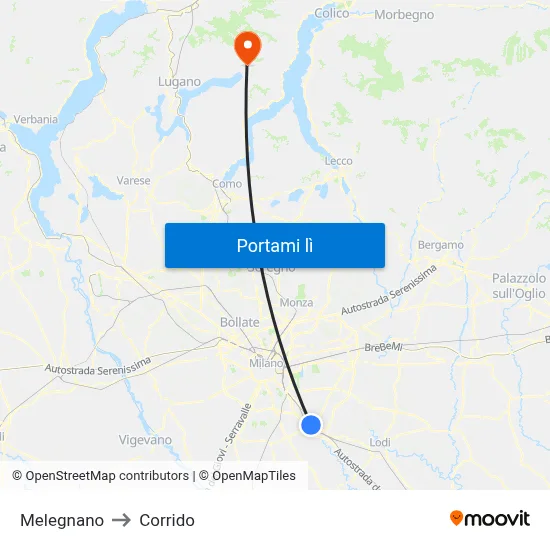 Melegnano to Corrido map