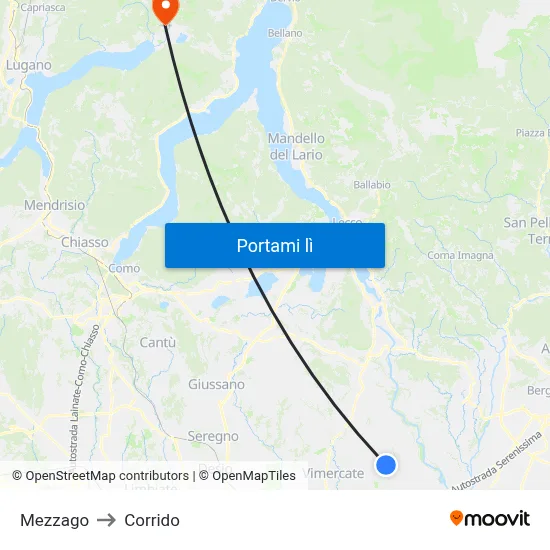 Mezzago to Corrido map