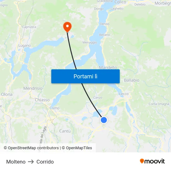 Molteno to Corrido map