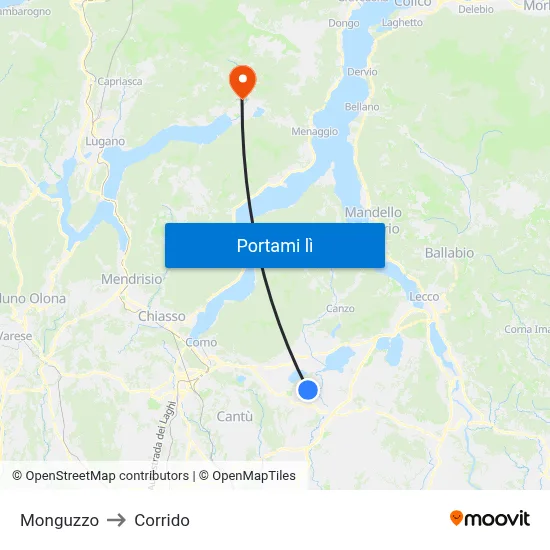 Monguzzo to Corrido map