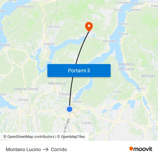 Montano Lucino to Corrido map