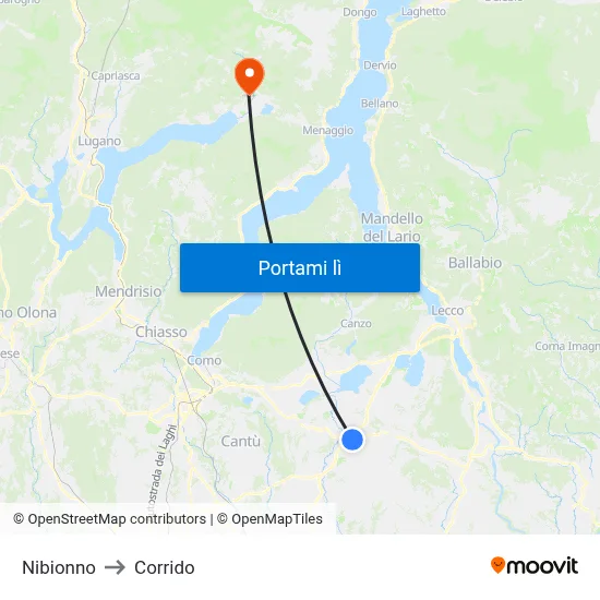 Nibionno to Corrido map
