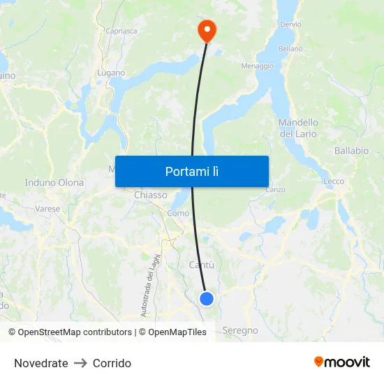 Novedrate to Corrido map