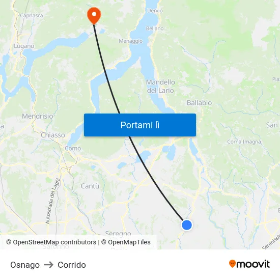 Osnago to Corrido map