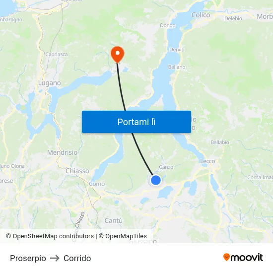 Proserpio to Corrido map