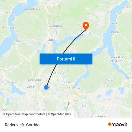 Rodero to Corrido map