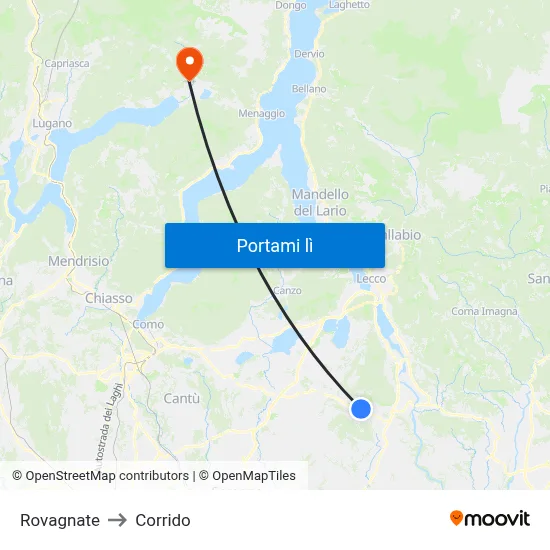 Rovagnate to Corrido map
