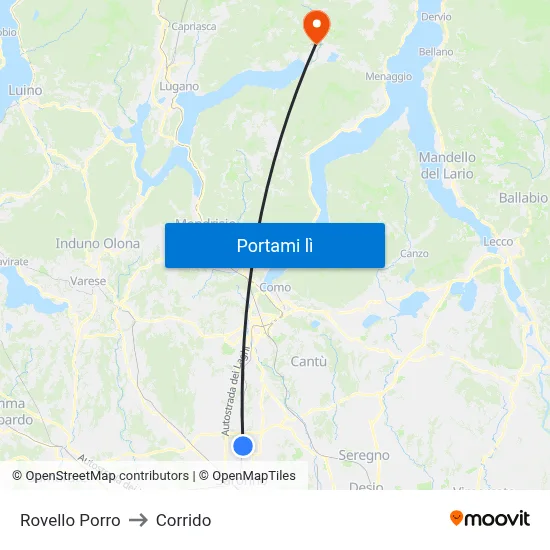 Rovello Porro to Corrido map