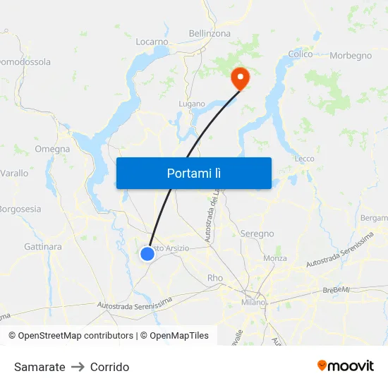 Samarate to Corrido map