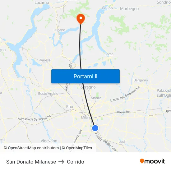 San Donato Milanese to Corrido map