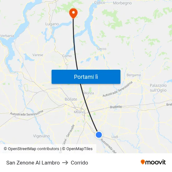 San Zenone Al Lambro to Corrido map